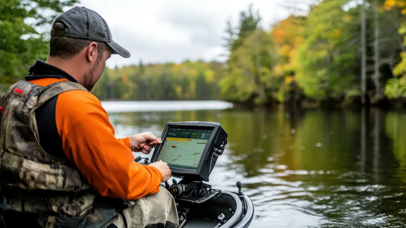 Fiskebåt med elektronik på en lugn sjö